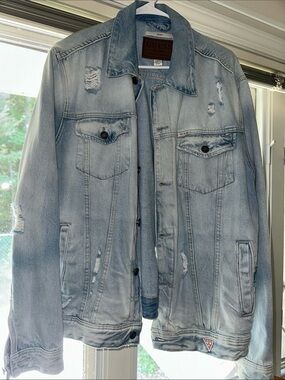 GUESS Light Blue Distressed Denim Jacket